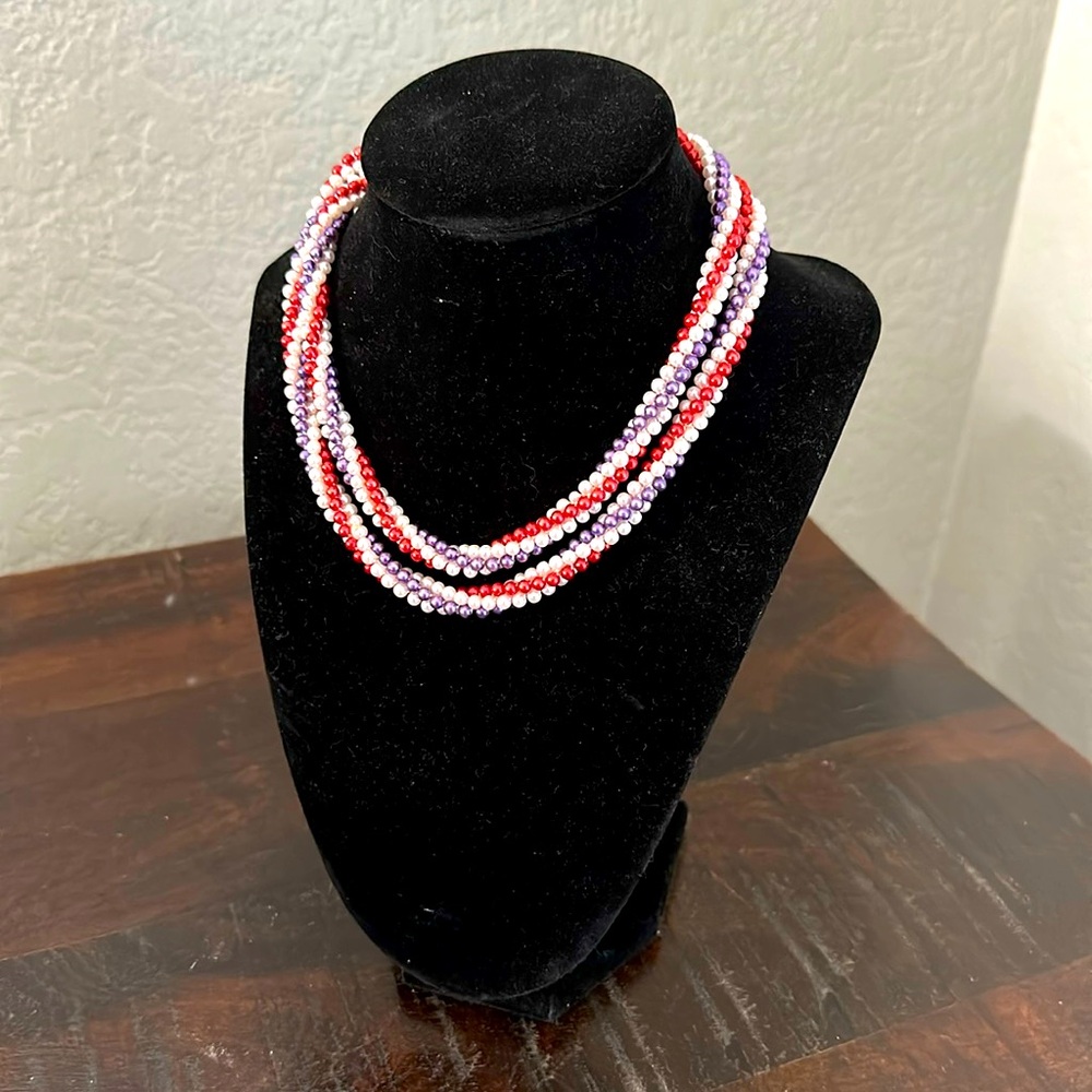 Vintage Tri-Strand Pearly Beads 30" EUC